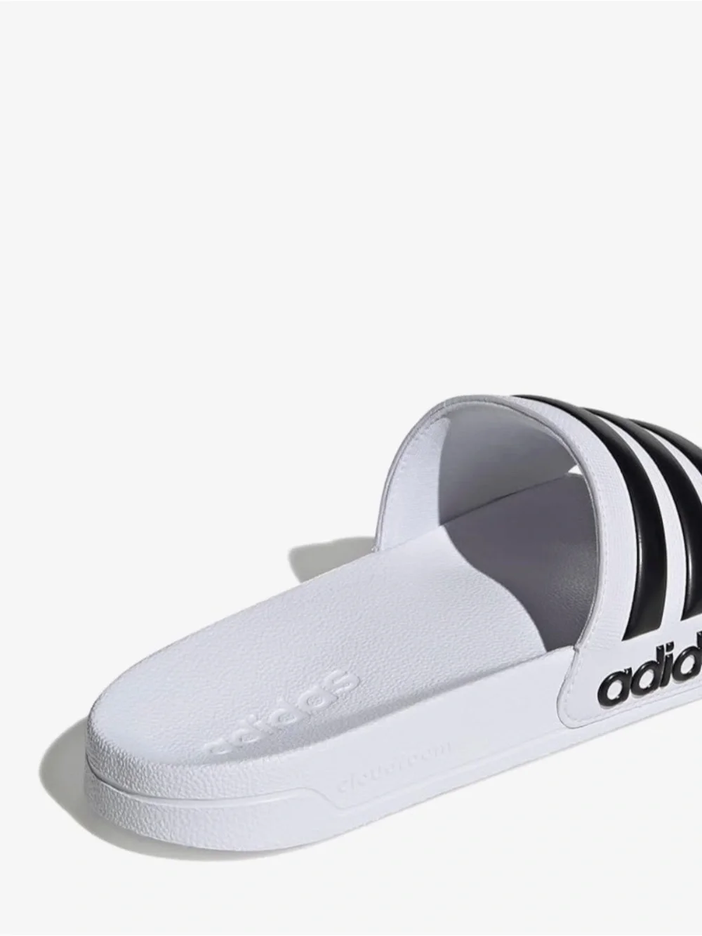 adidas White Slide with Black Three-Stripes
